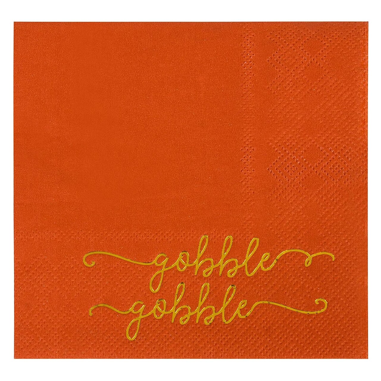 50 Pack Orange Thanksgiving Cocktail Napkins, Gobble Gobble Party Supplies (5 x 5 In)